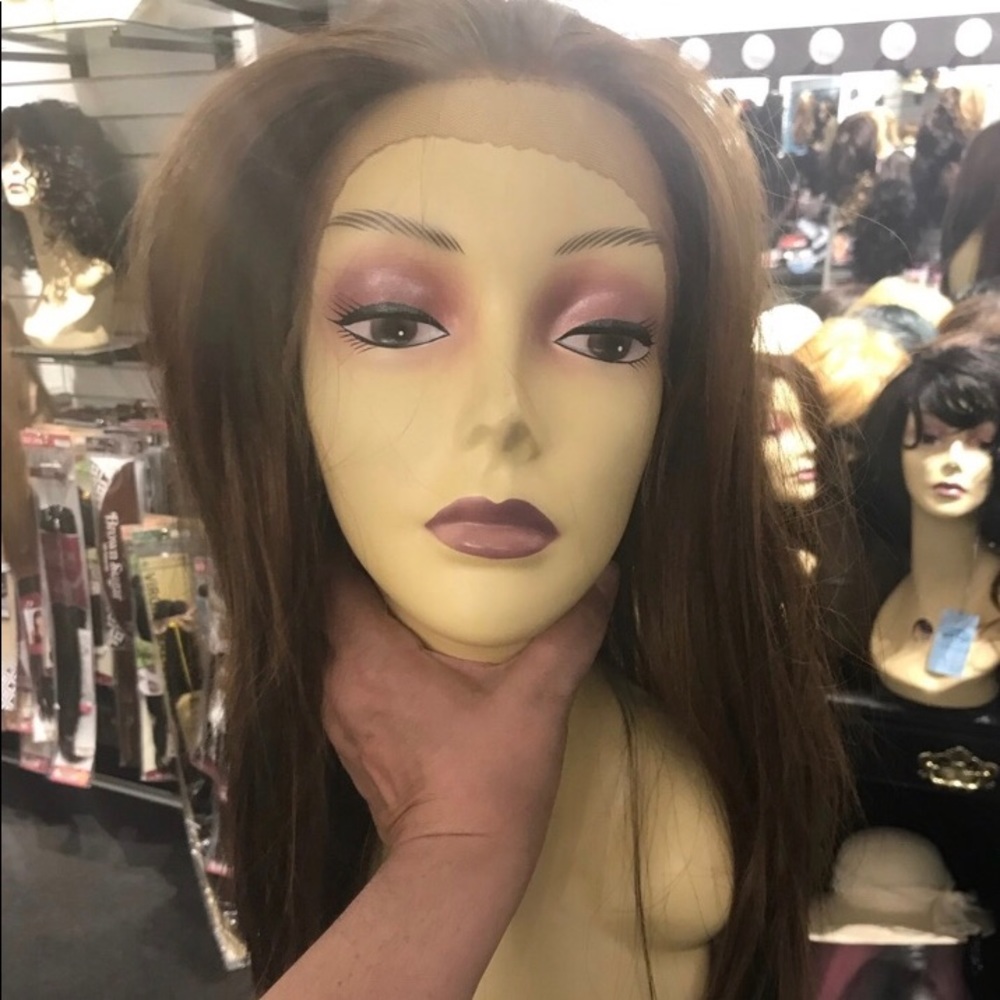 Wig copper brown Freepart lacefront silky straight